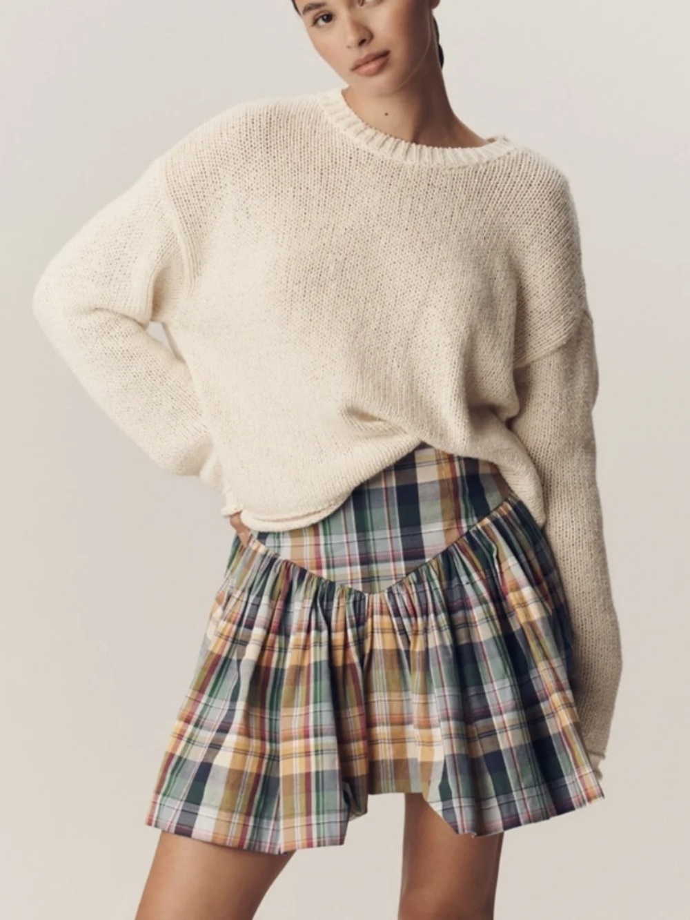 NWOT Anthropologie Maeve Basque-Waist Mini Skort Jenny Plaid Autumn XS $108